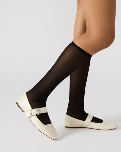 Steve Madden JENNI Bone Leather Women's Square-Toe Mary Jane Ballet Flat