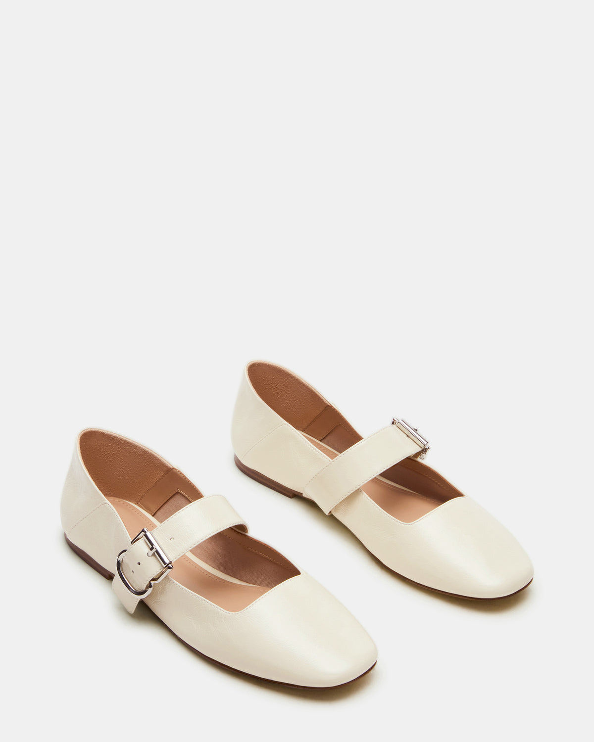 Steve Madden JENNI Bone Leather Women's Square-Toe Mary Jane Ballet Flat