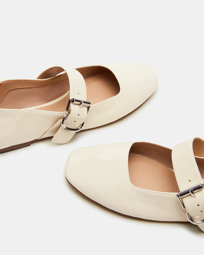 Steve Madden JENNI Bone Leather Women's Square-Toe Mary Jane Ballet Flat
