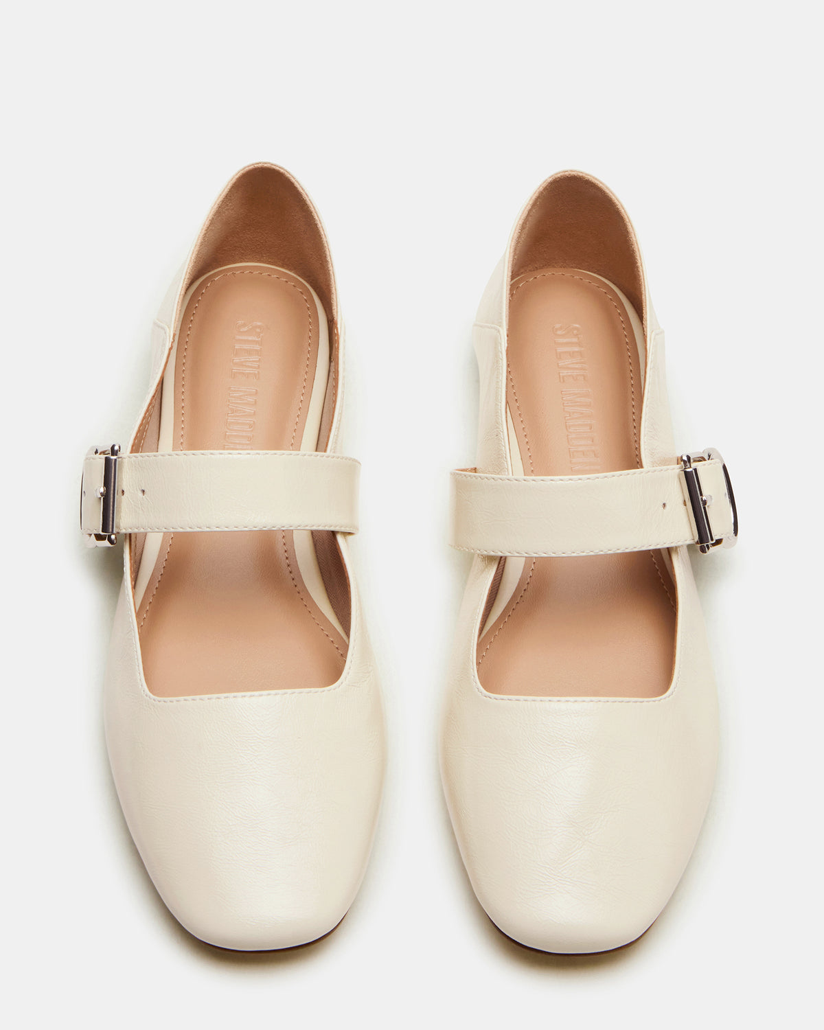 Steve Madden JENNI Bone Leather Women's Square-Toe Mary Jane Ballet Flat