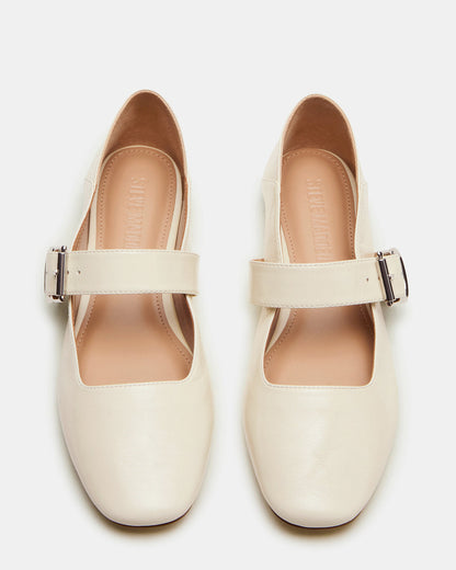 Steve Madden JENNI Bone Leather Women's Square-Toe Mary Jane Ballet Flat