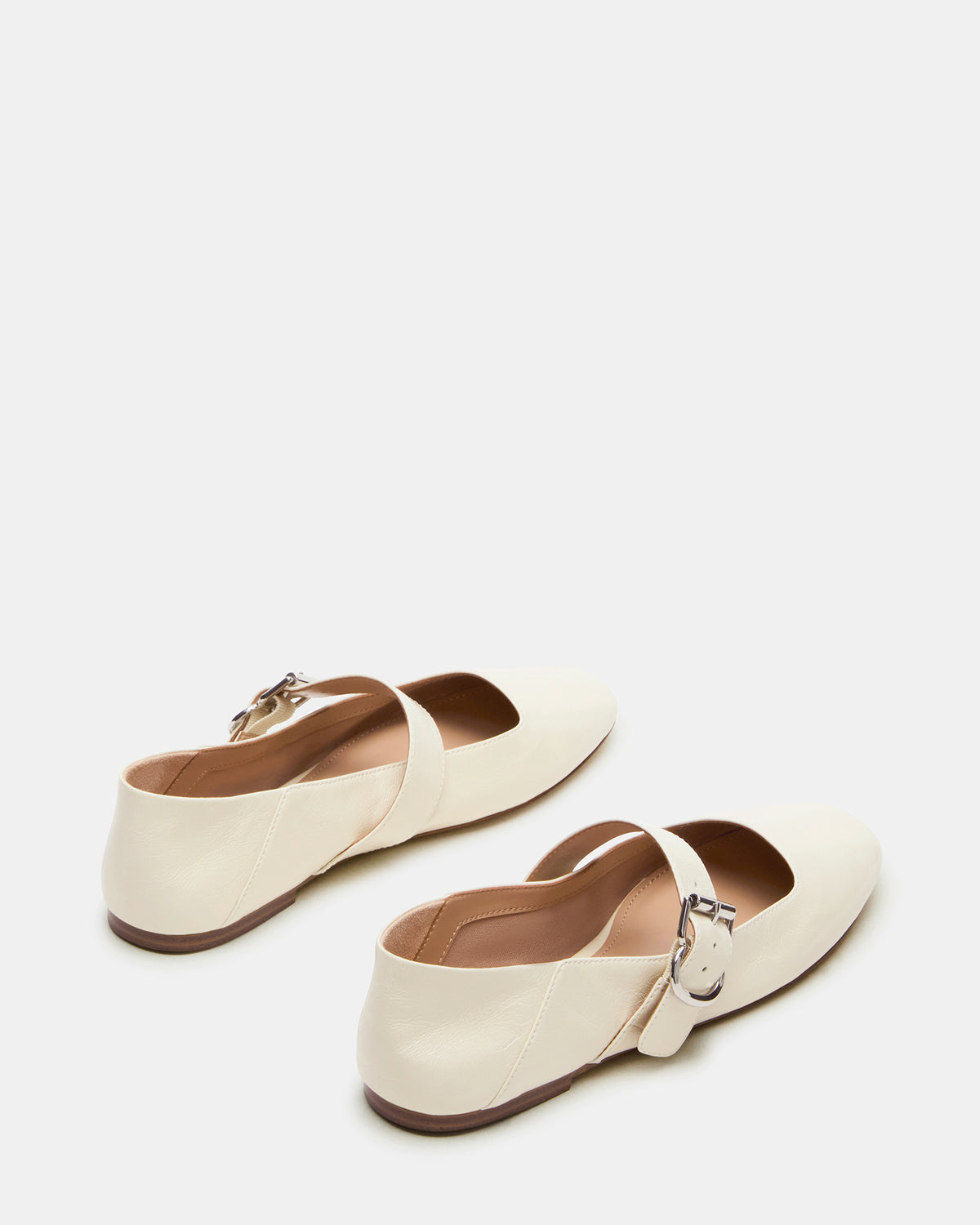 Steve Madden JENNI Bone Leather Women's Square-Toe Mary Jane Ballet Flat