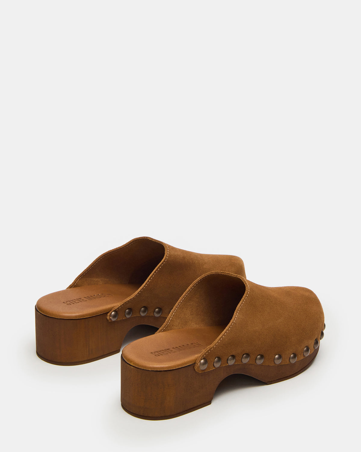 Steve Madden DANVER Chestnut Suede Studded Slip-On Mule Clog Women's Flat