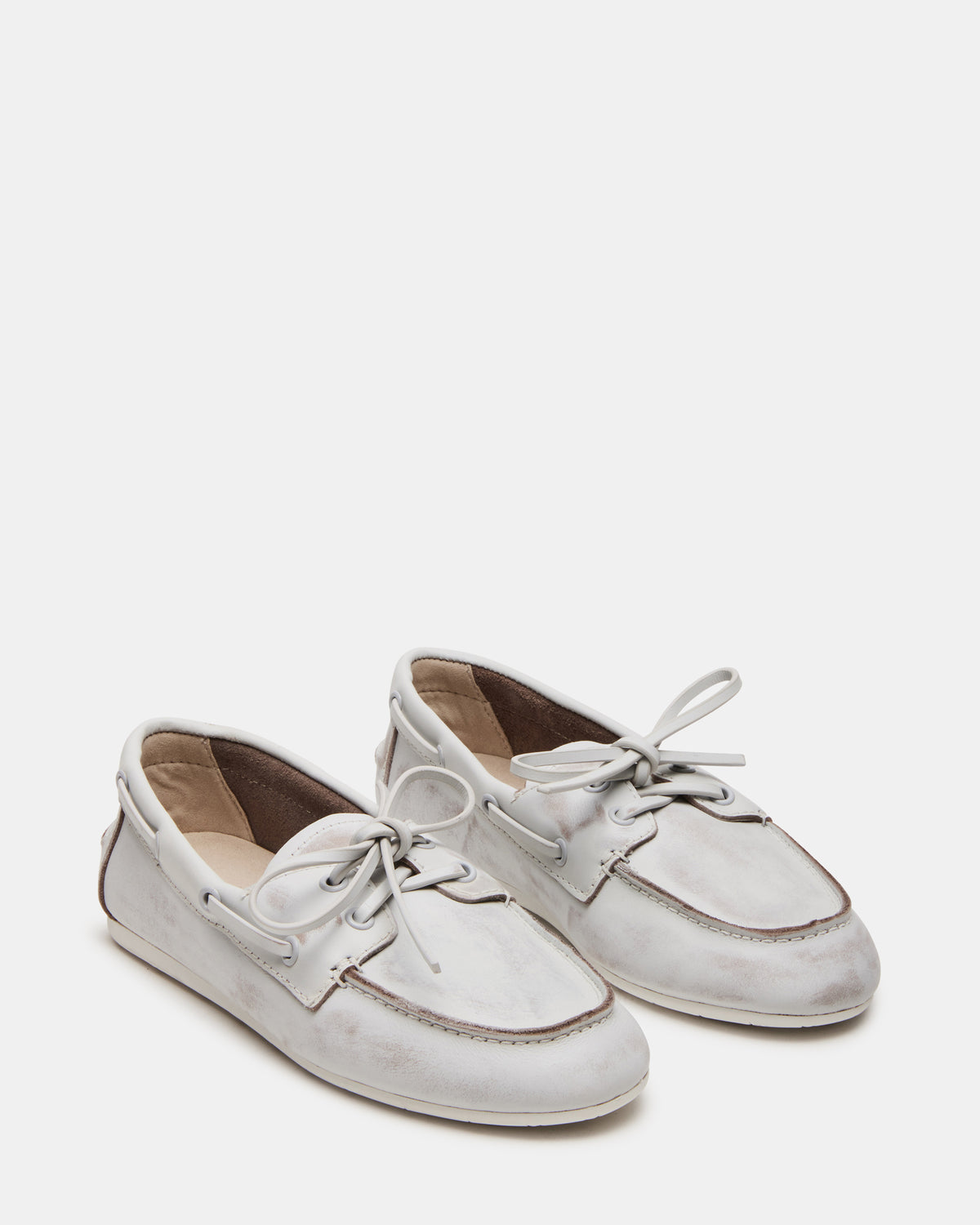 Steve Madden SAG White Leather Women's Boat Shoe