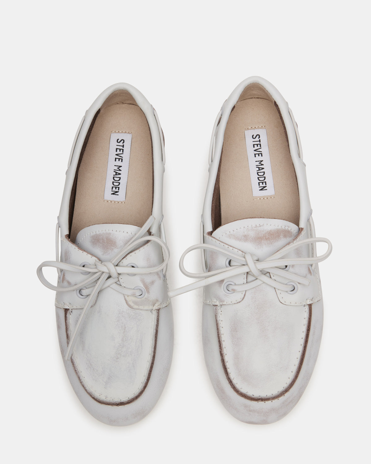 Steve Madden SAG White Leather Women's Boat Shoe