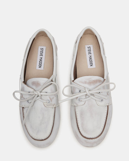 Steve Madden SAG White Leather Women's Boat Shoe