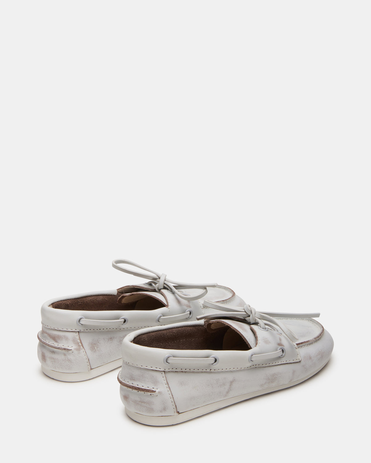 Steve Madden SAG White Leather Women's Boat Shoe