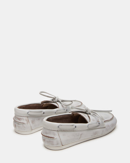 Steve Madden SAG White Leather Women's Boat Shoe