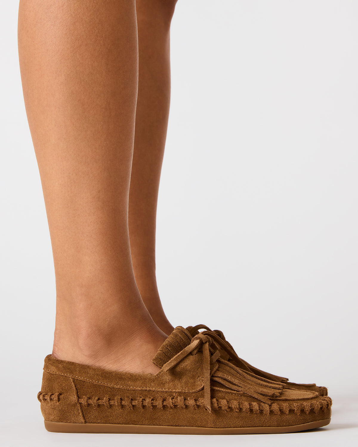 Steve Madden SAMUAL White Leather Fringe Boat Women's Loafer