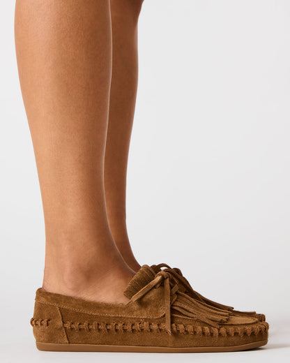 Steve Madden SAMUAL White Leather Fringe Boat Women's Loafer