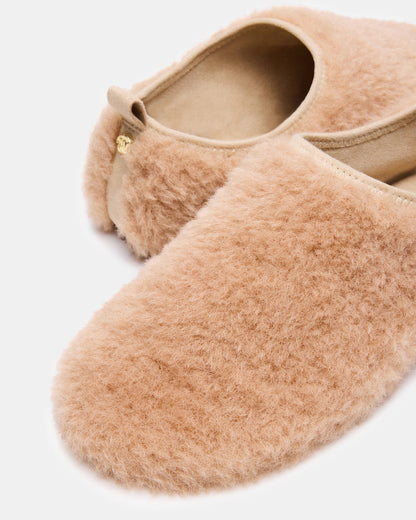 Steve Madden MINO Faux Fur Tan Women's Flat