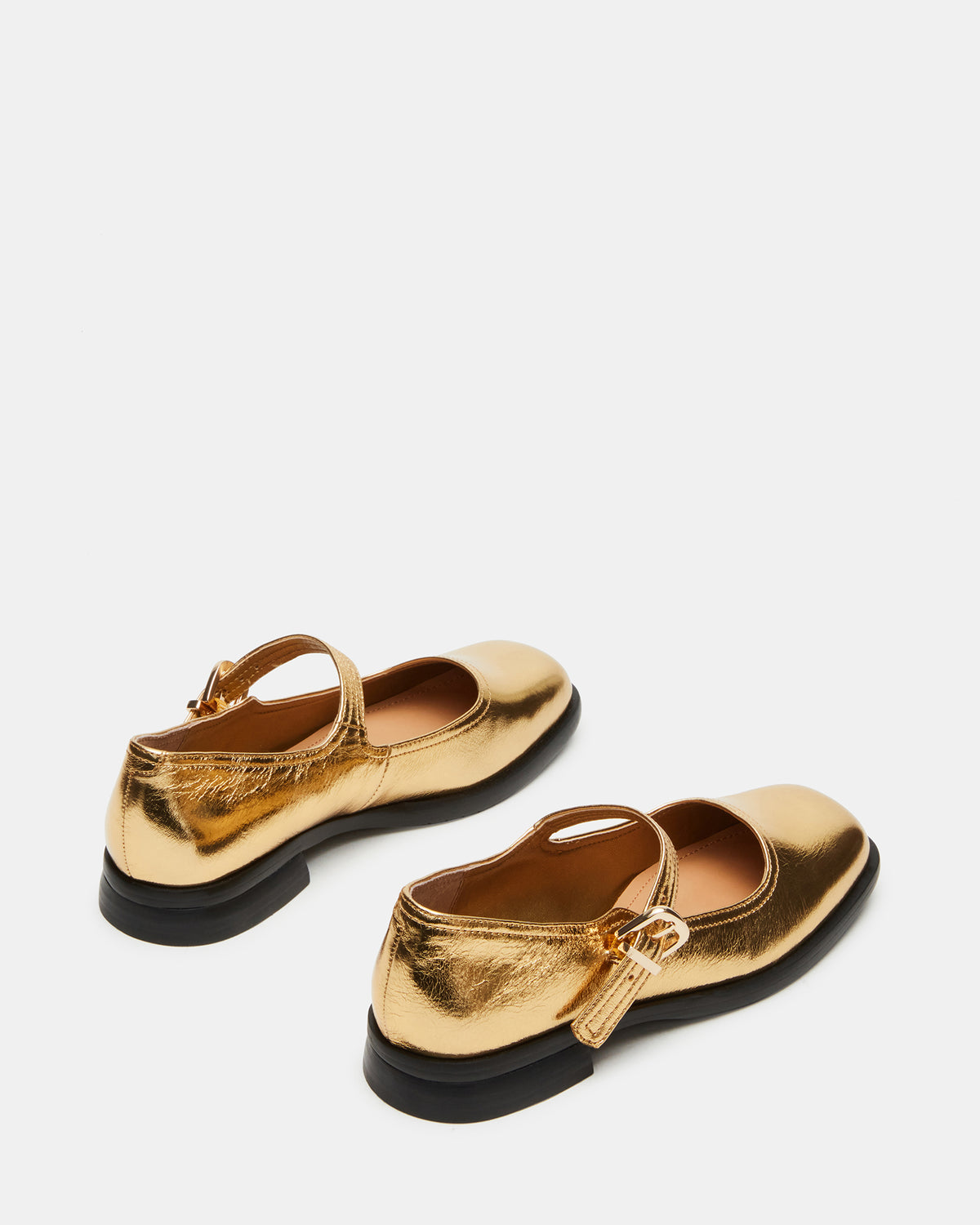 Steve Madden DELANCY Gold Leather Women's Mary Jane Flats