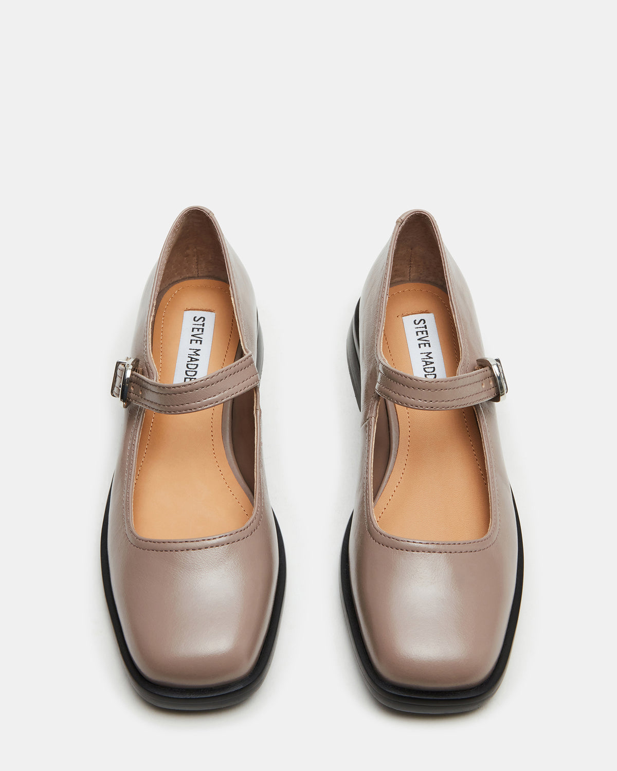 Steve Madden DELANCY Taupe Leather Women's Mary Jane Flats