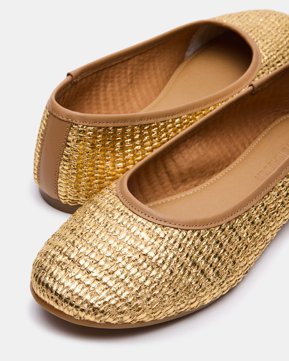 Steve Madden MERLOT Gold Raffia Ballet Women's Flat