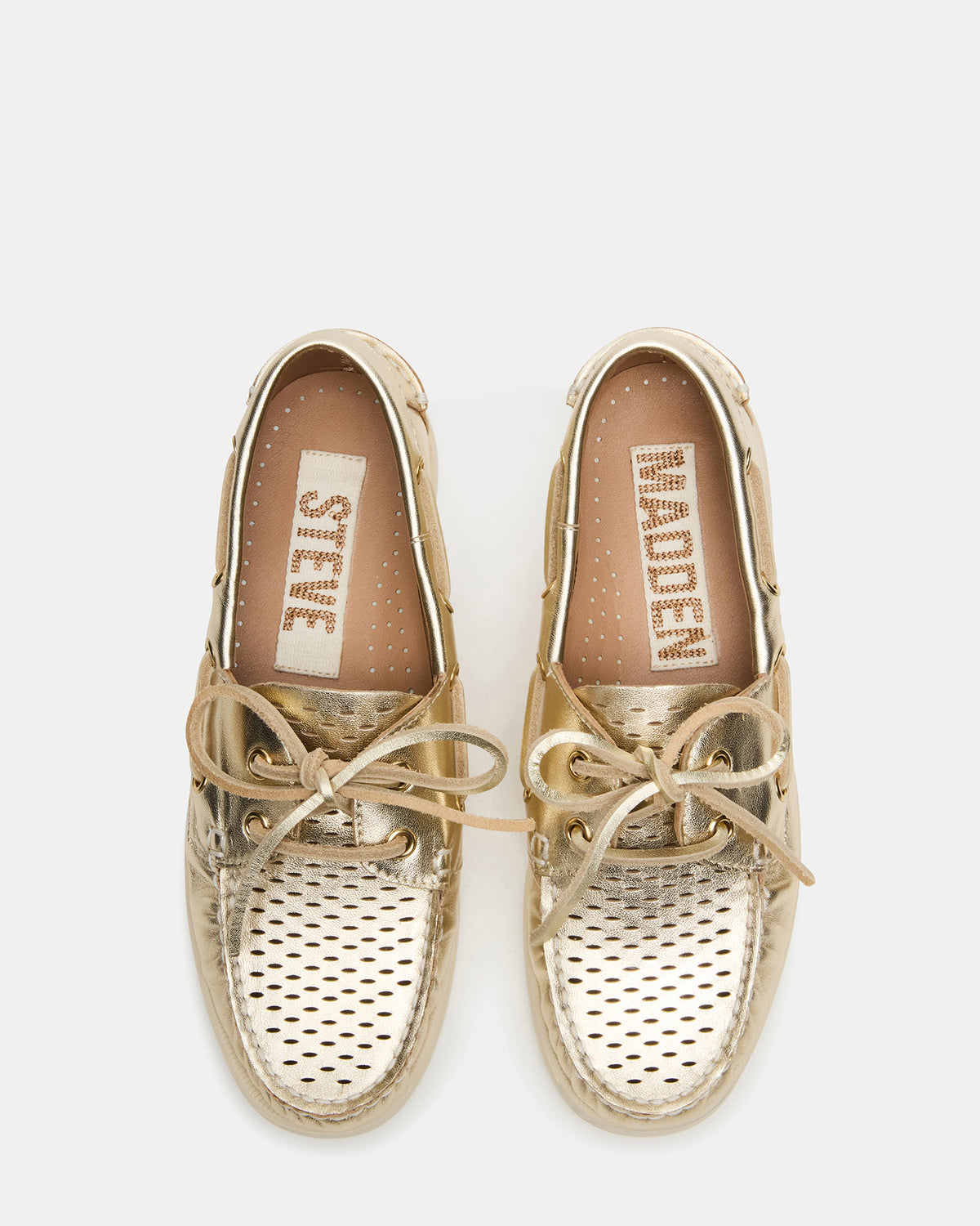 Steve Madden SAIL Gold Leather Flat Loafer | Women's Loafers