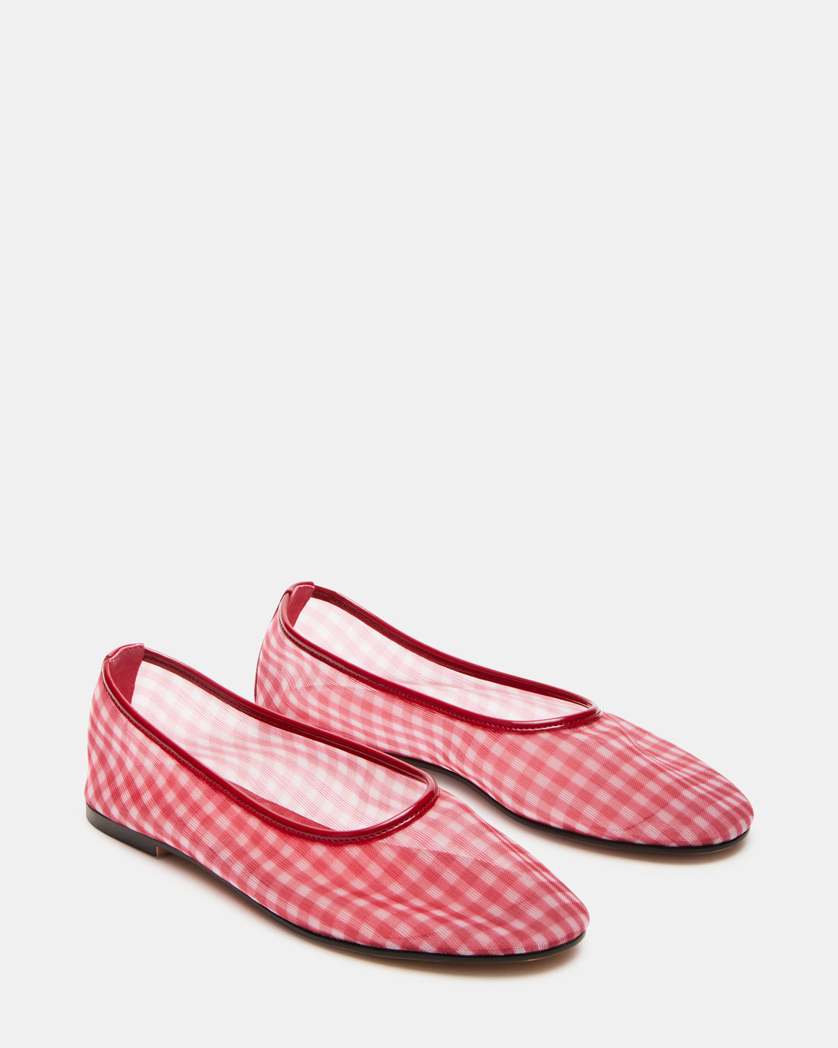 Steve Madden MEADOW Red Gingham Mesh Women's Ballet Flats