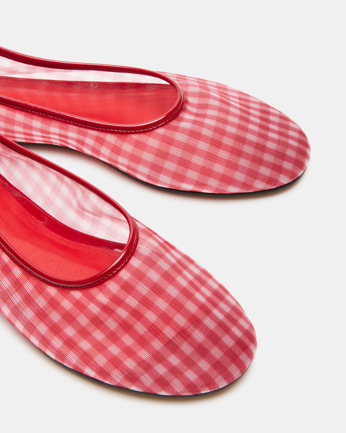 Steve Madden MEADOW Red Gingham Mesh Women's Ballet Flats