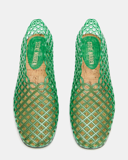 Steve Madden GROVE Green Square-Toe Jelly Women's Flat