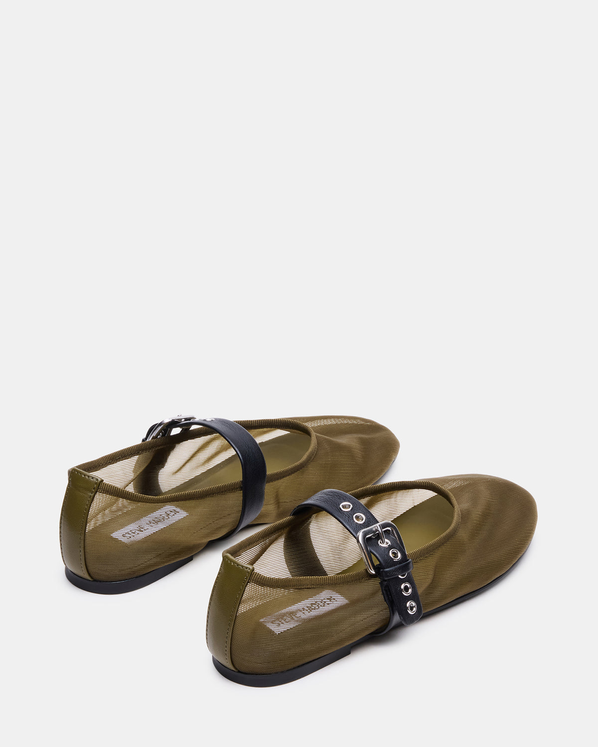 Steve Madden MITSY Olive/Black Mary Jane Mesh Ballet Women's Flat