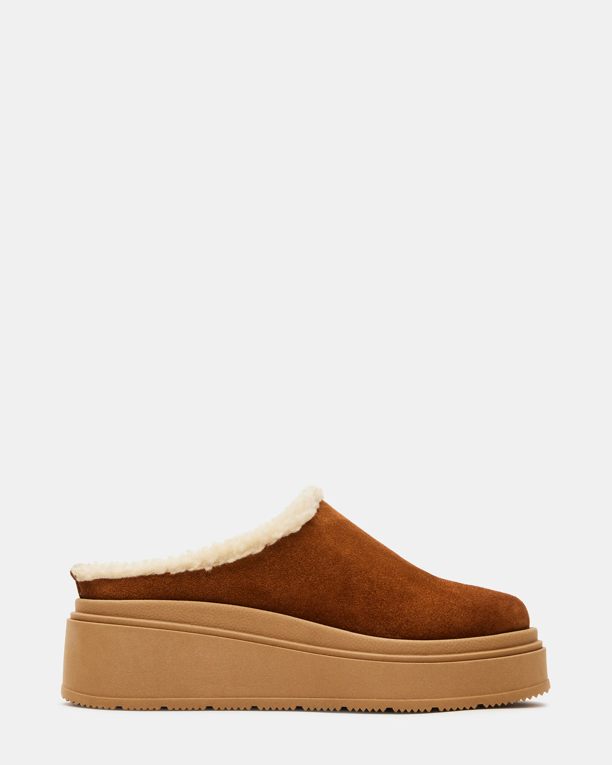 Steve Madden SMORES Tan Suede Faux Fur Slip-On | Women's Flats