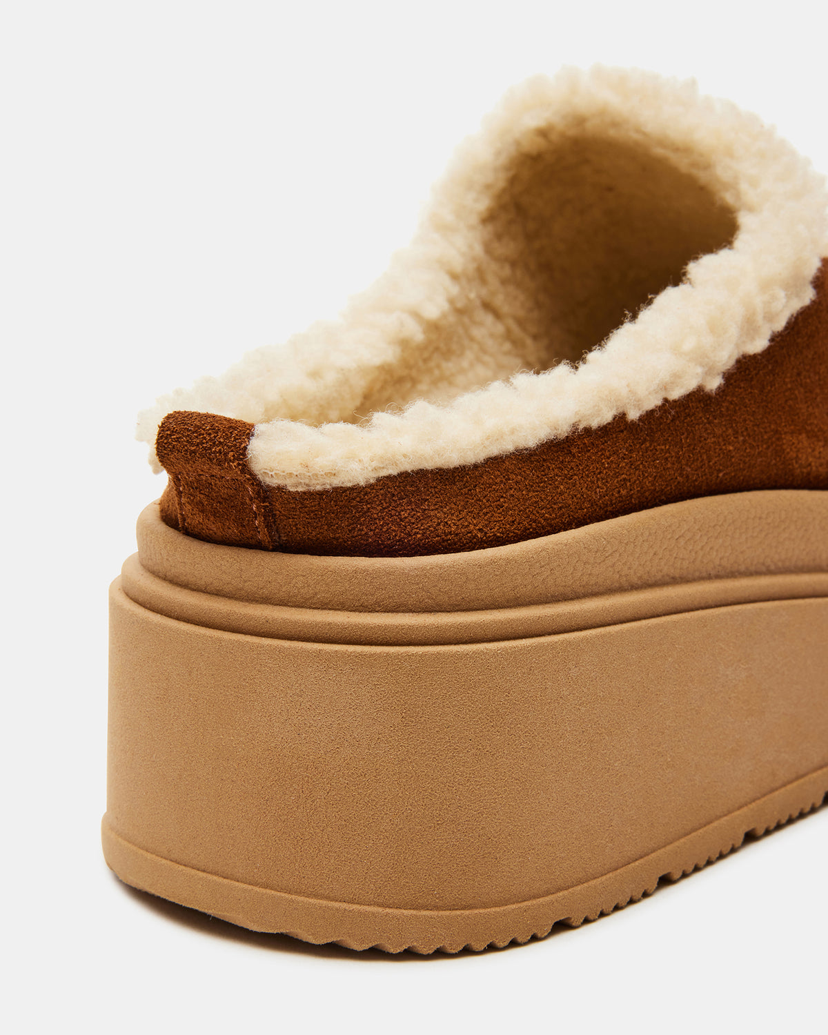 Steve Madden SMORES Tan Suede Faux Fur Slip-On | Women's Flats