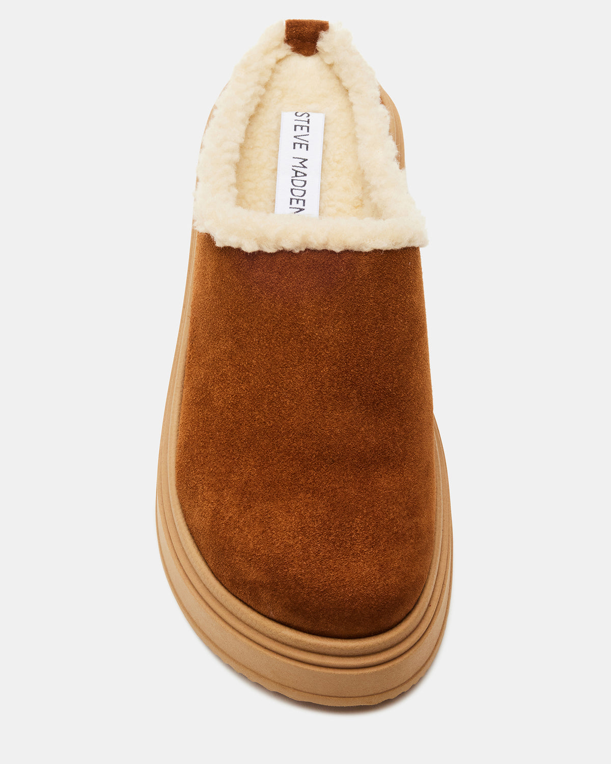 Steve Madden SMORES Tan Suede Faux Fur Slip-On | Women's Flats