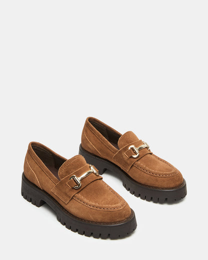 Steve Madden LANDO Cognac Suede Lug Women's Loafer