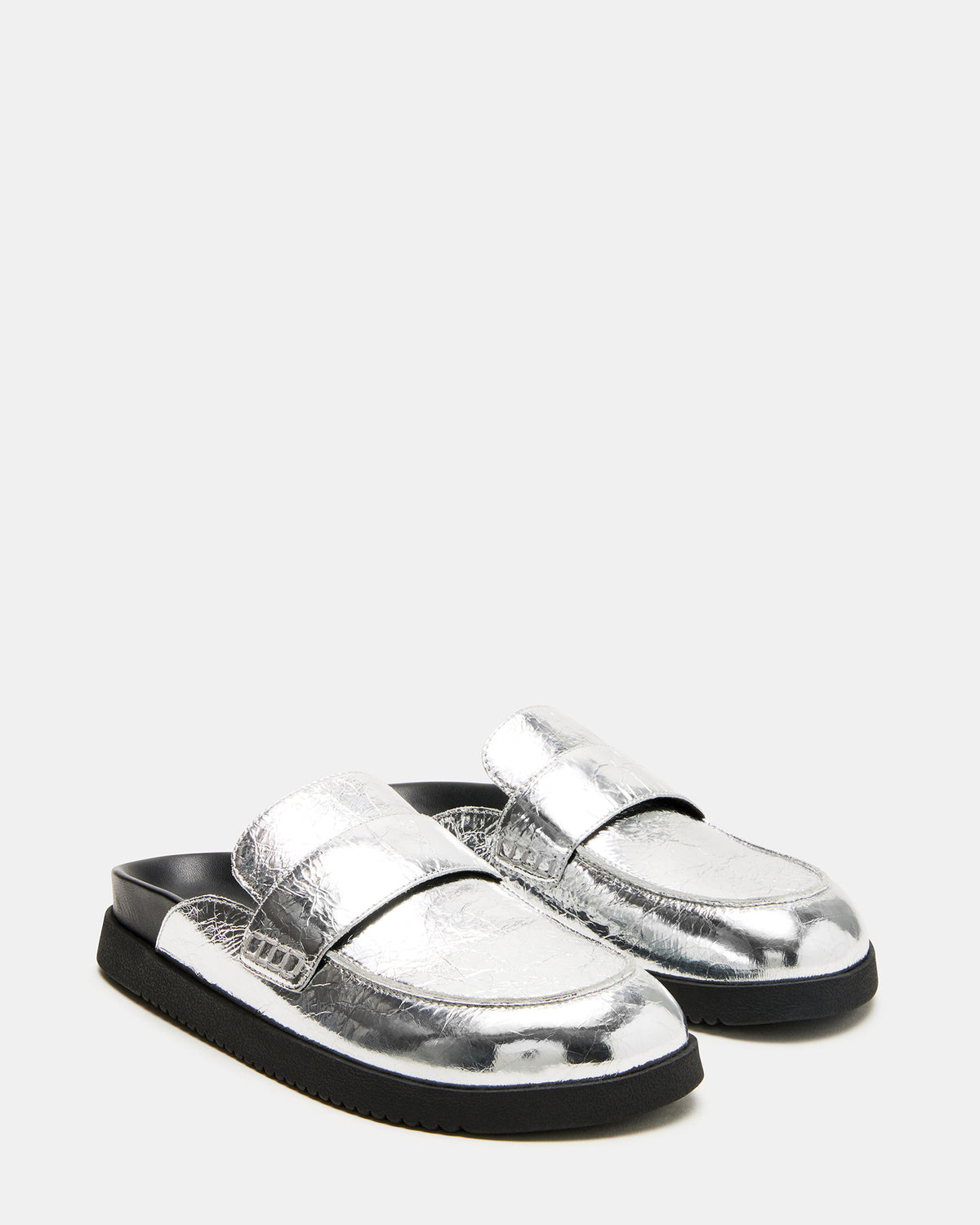 Steve Madden SKIPPER Silver Metallic Women's Slip-On Mule