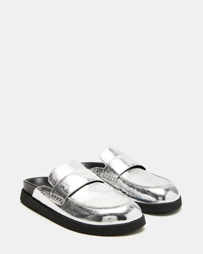 Steve Madden SKIPPER Silver Metallic Women's Slip-On Mule