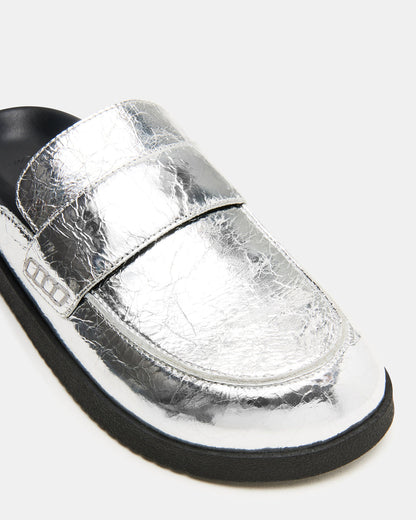 Steve Madden SKIPPER Silver Metallic Women's Slip-On Mule