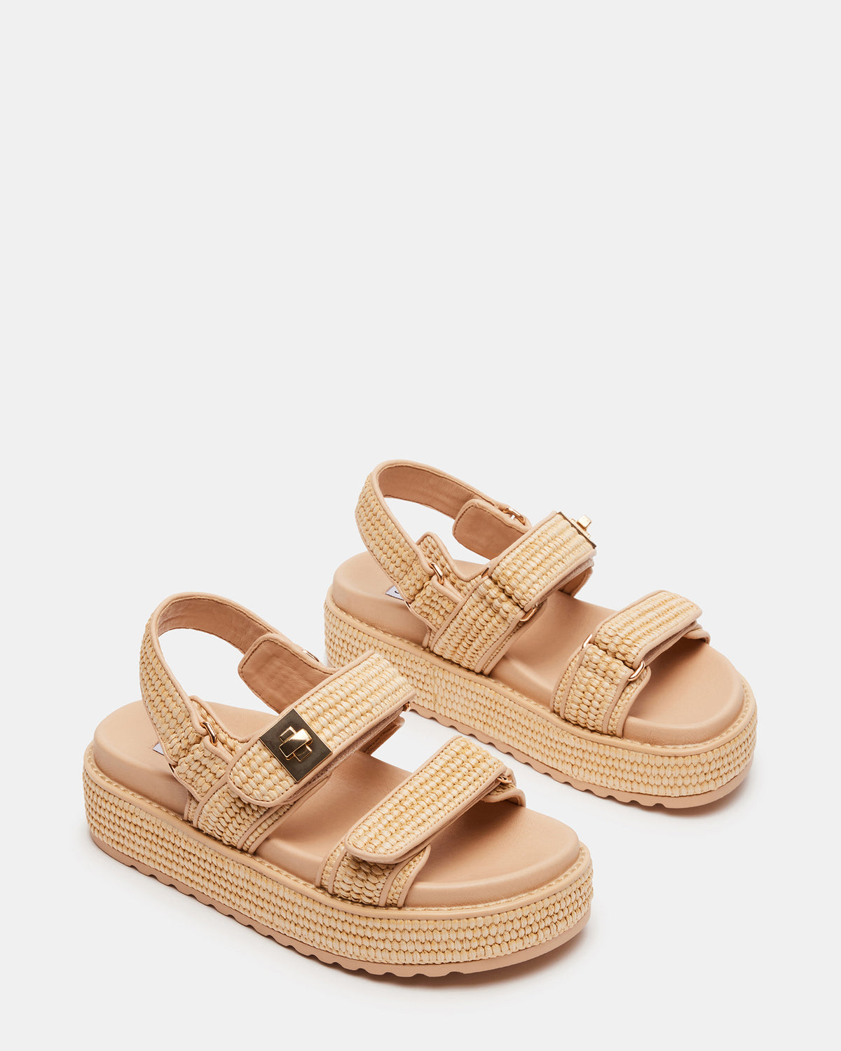 Steve Madden BIGMONA Natural Raffia Leather Women's Platform Sandal