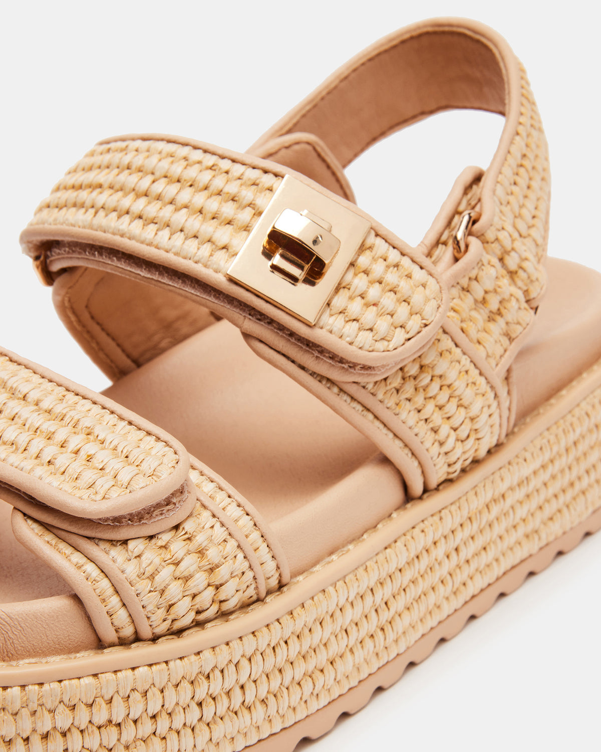 Steve Madden BIGMONA Natural Raffia Leather Women's Platform Sandal