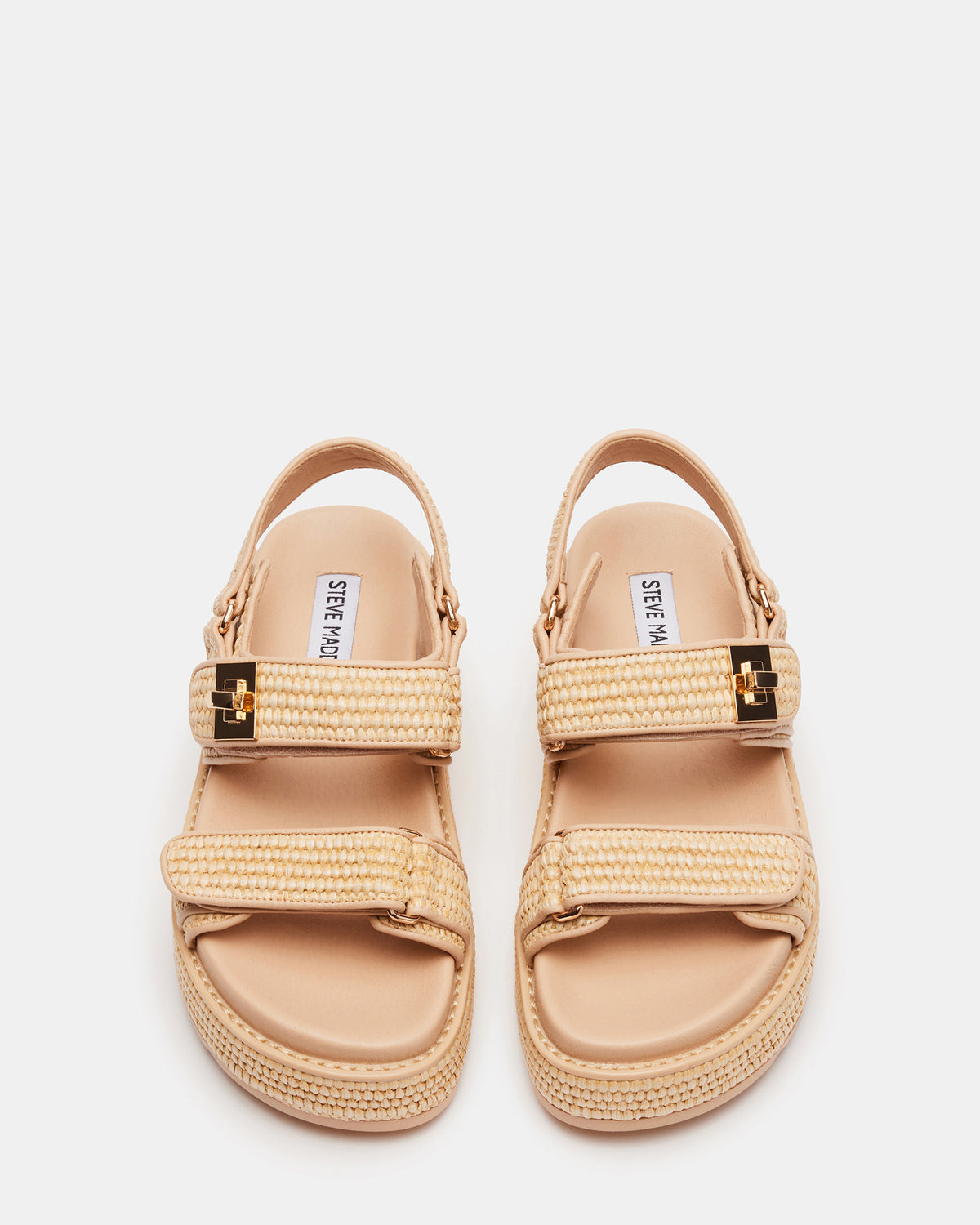 Steve Madden BIGMONA Natural Raffia Leather Women's Platform Sandal