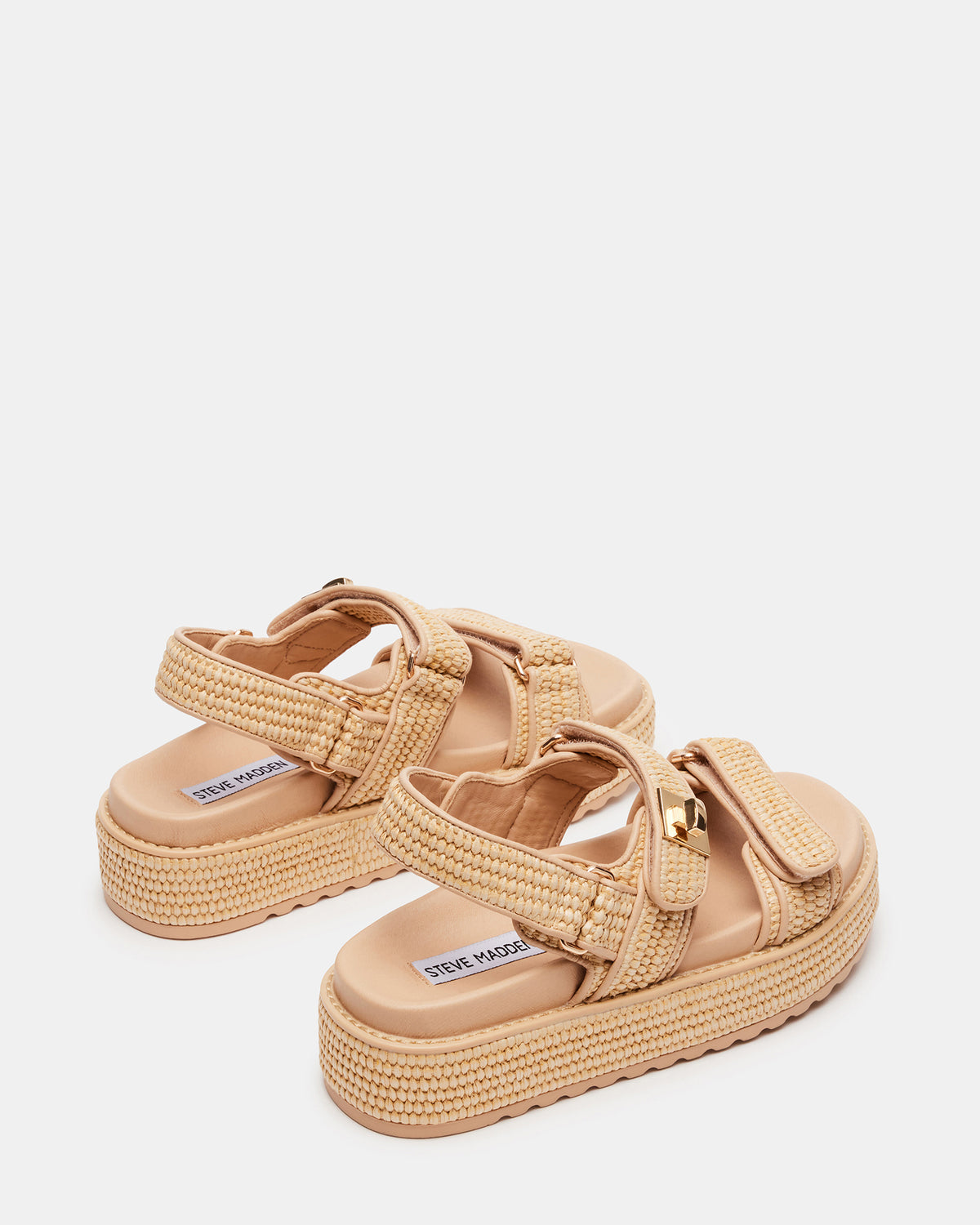 Steve Madden BIGMONA Natural Raffia Leather Women's Platform Sandal