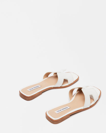 Steve Madden HADYN White Leather Sandal | Women's Designer Sandals