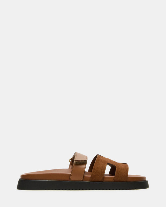 Steve Madden MAYVEN Camel Suede Flatform Slide Women's Sandal
