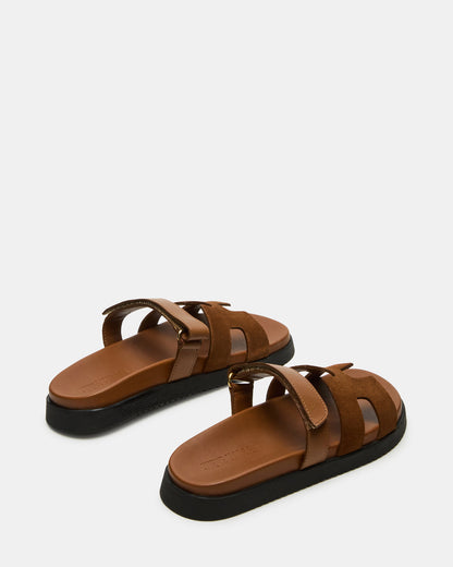 Steve Madden MAYVEN Camel Suede Flatform Slide Women's Sandal