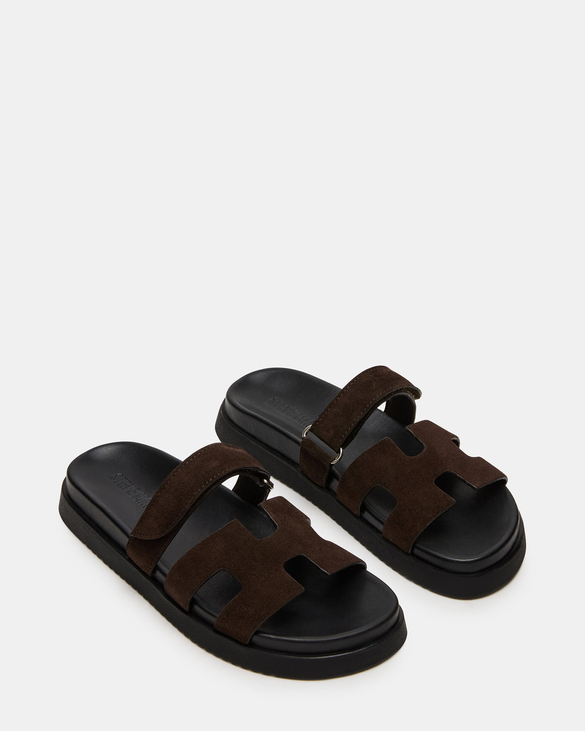 Steve Madden MAYVEN Chocolate Brown Suede Flatform Slide Women's Sandal