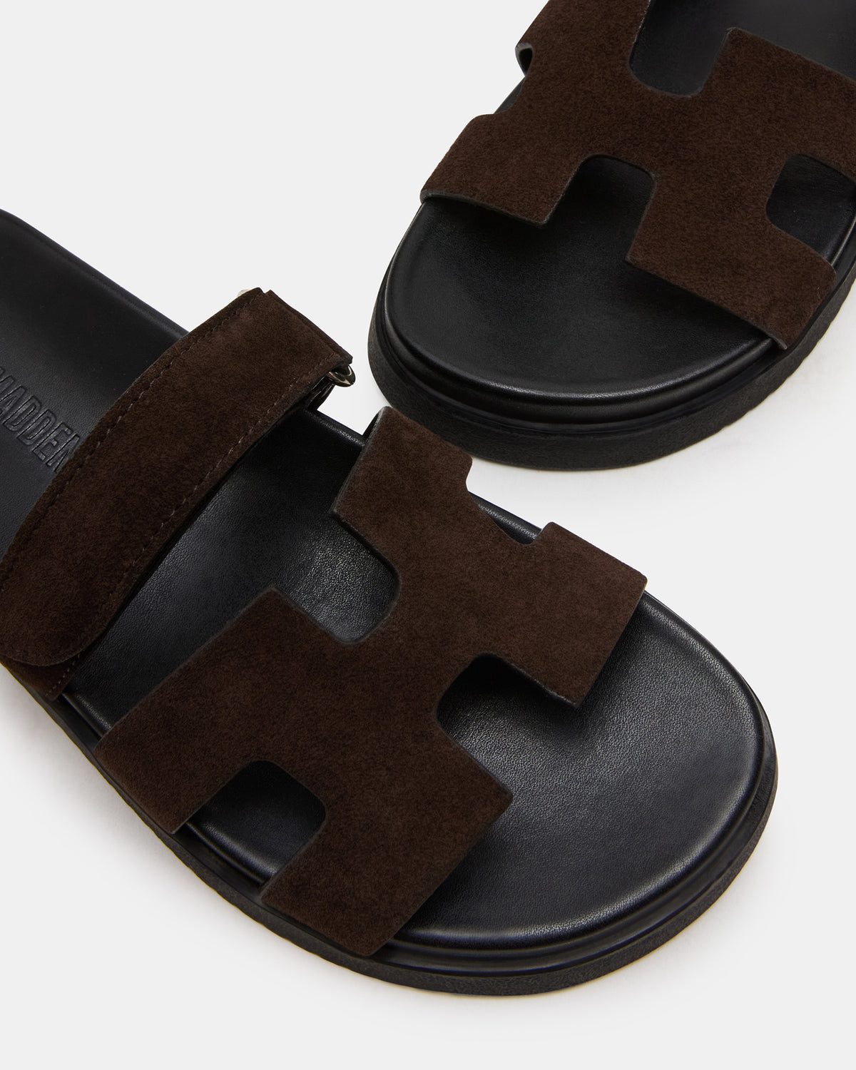 Steve Madden MAYVEN Chocolate Brown Suede Flatform Slide Women's Sandal