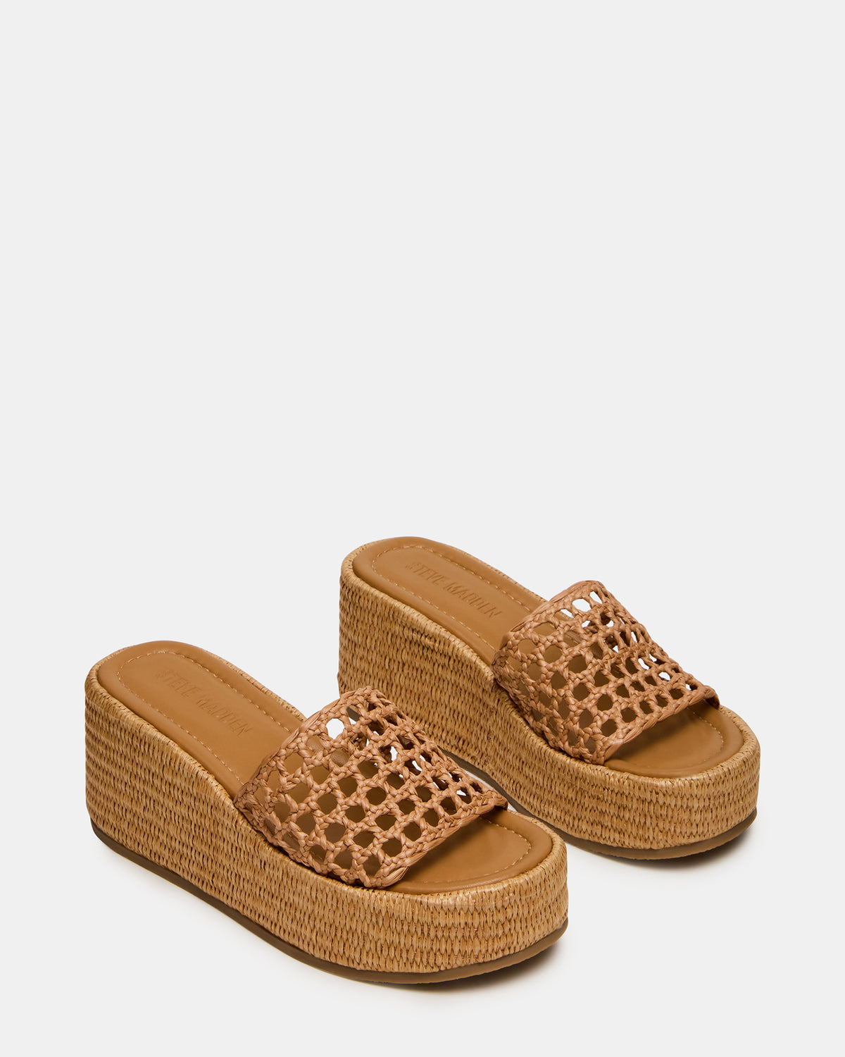 Steve Madden BRANDY Raffia Woven Mule Platform Slide Women's Sandal