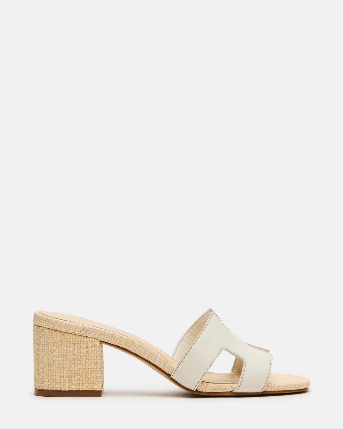 Steve Madden HANA BONE LEATHER Square-Toe Mule Block Heel Women's Sandal