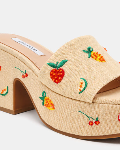 Steve Madden TRIPPY Embellished Fruit Multi Platform Mule Women's Sandal