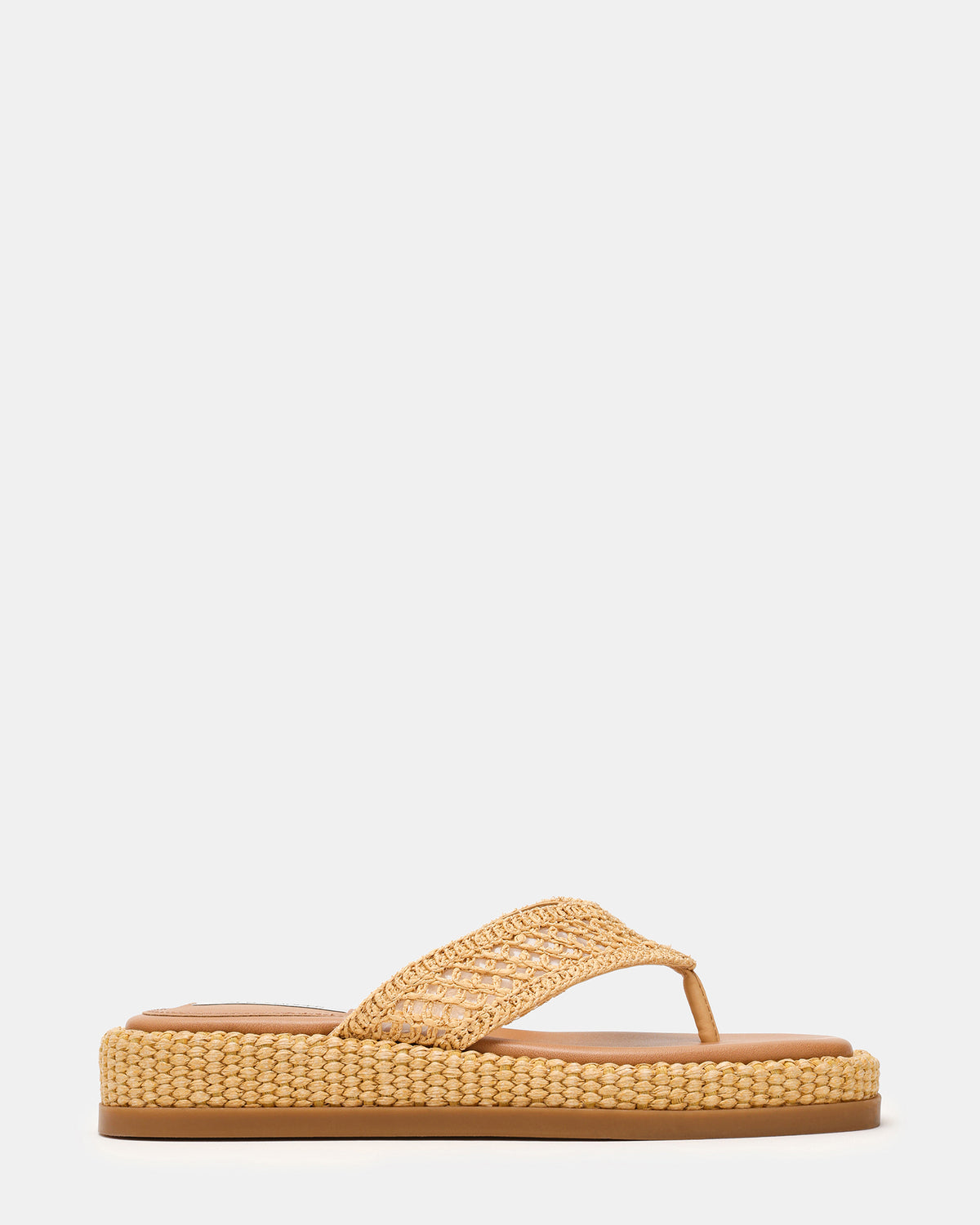 Steve Madden BELLA Natural Raffia Thong Square-Toe Platform Women's Sandal