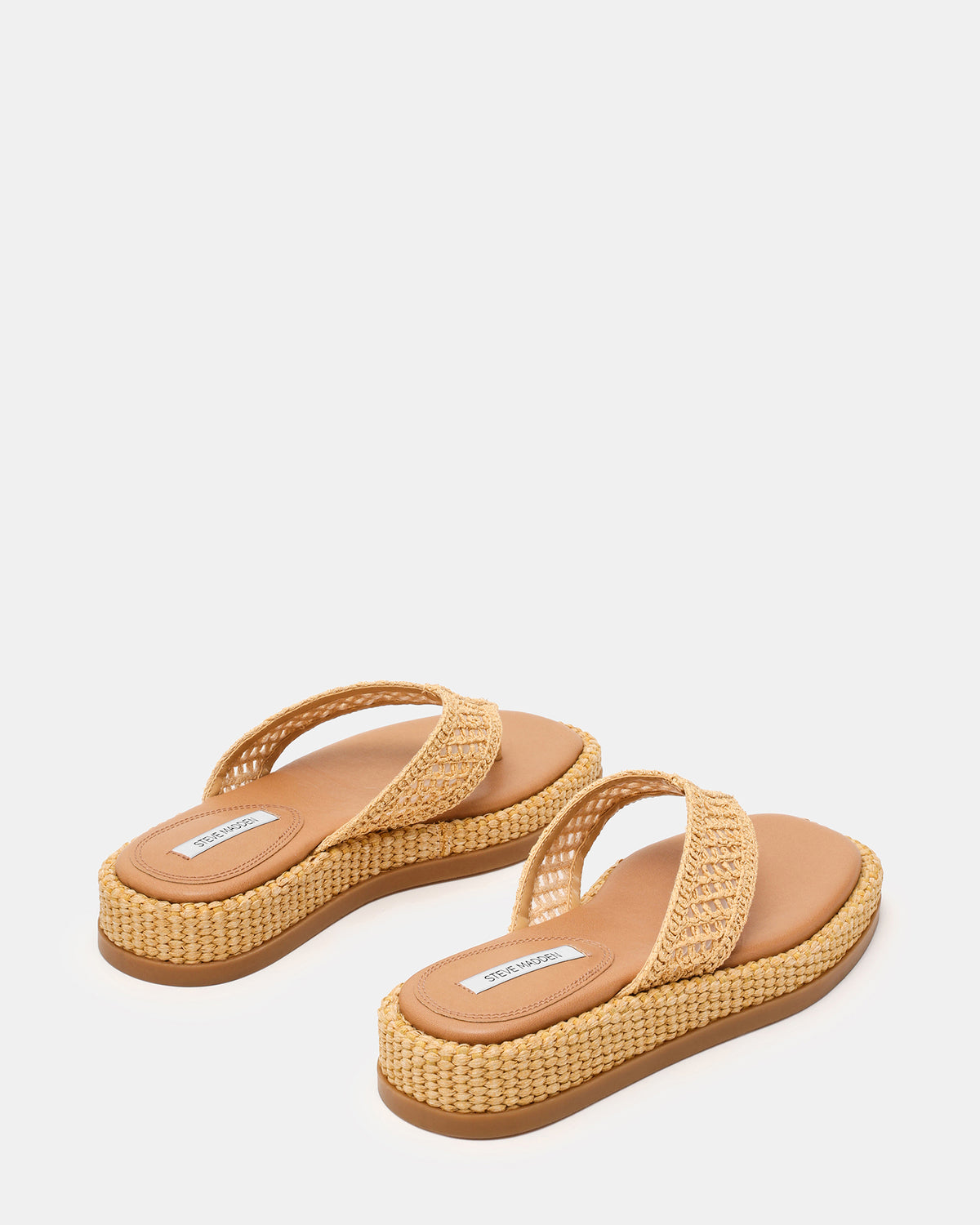 Steve Madden BELLA Natural Raffia Thong Square-Toe Platform Women's Sandal