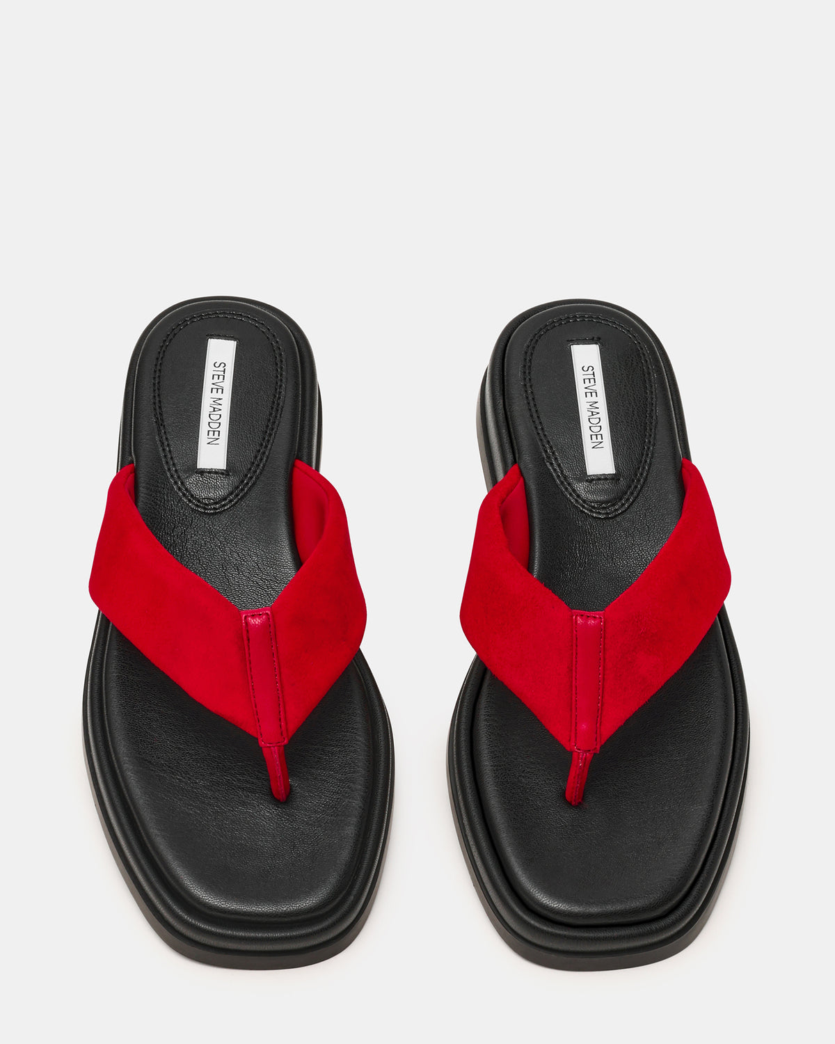 Steve Madden BELLA Red Suede Thong Square-Toe Platform Women's Sandal