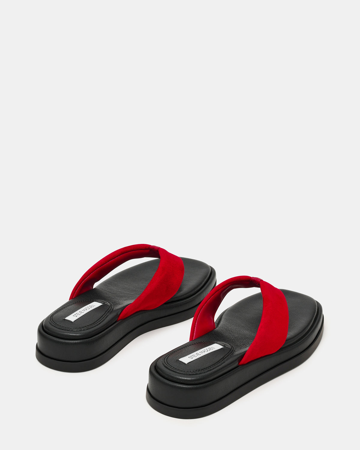 Steve Madden BELLA Red Suede Thong Square-Toe Platform Women's Sandal