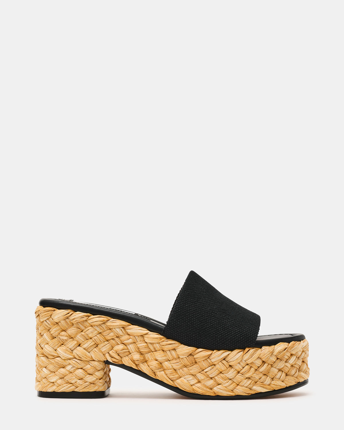 Steve Madden DOCK Raffia Black Platform Mule Women's Sandal