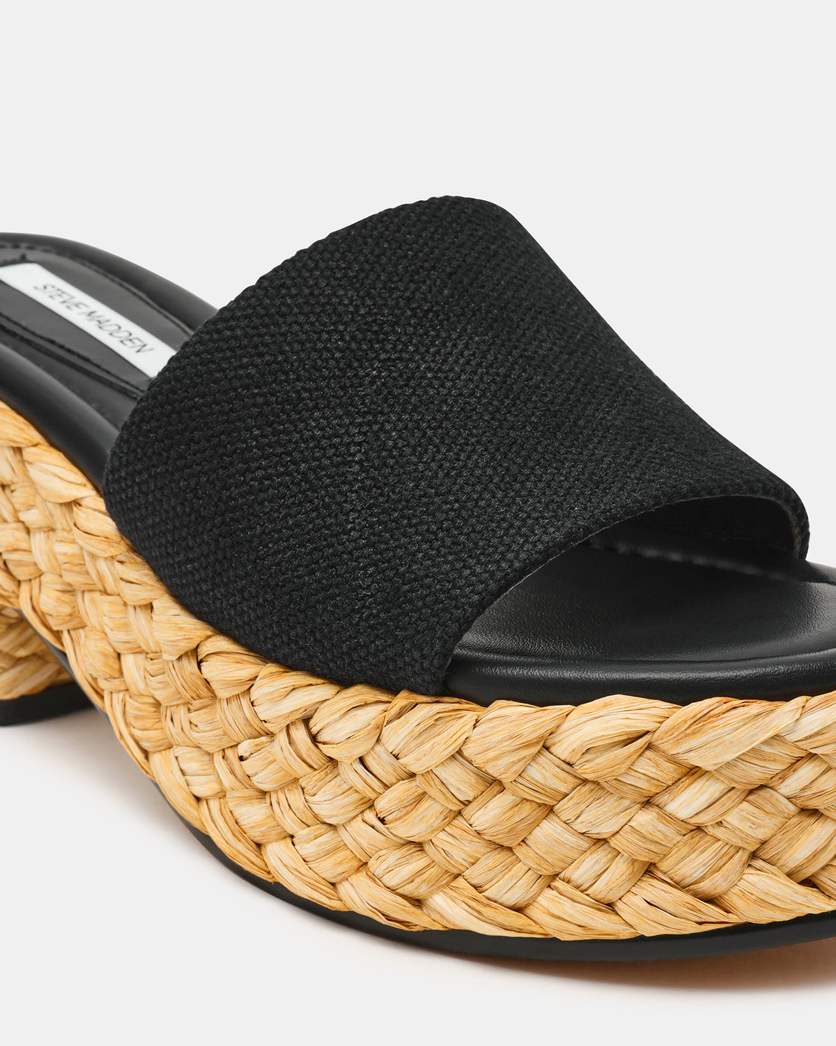 Steve Madden DOCK Raffia Black Platform Mule Women's Sandal