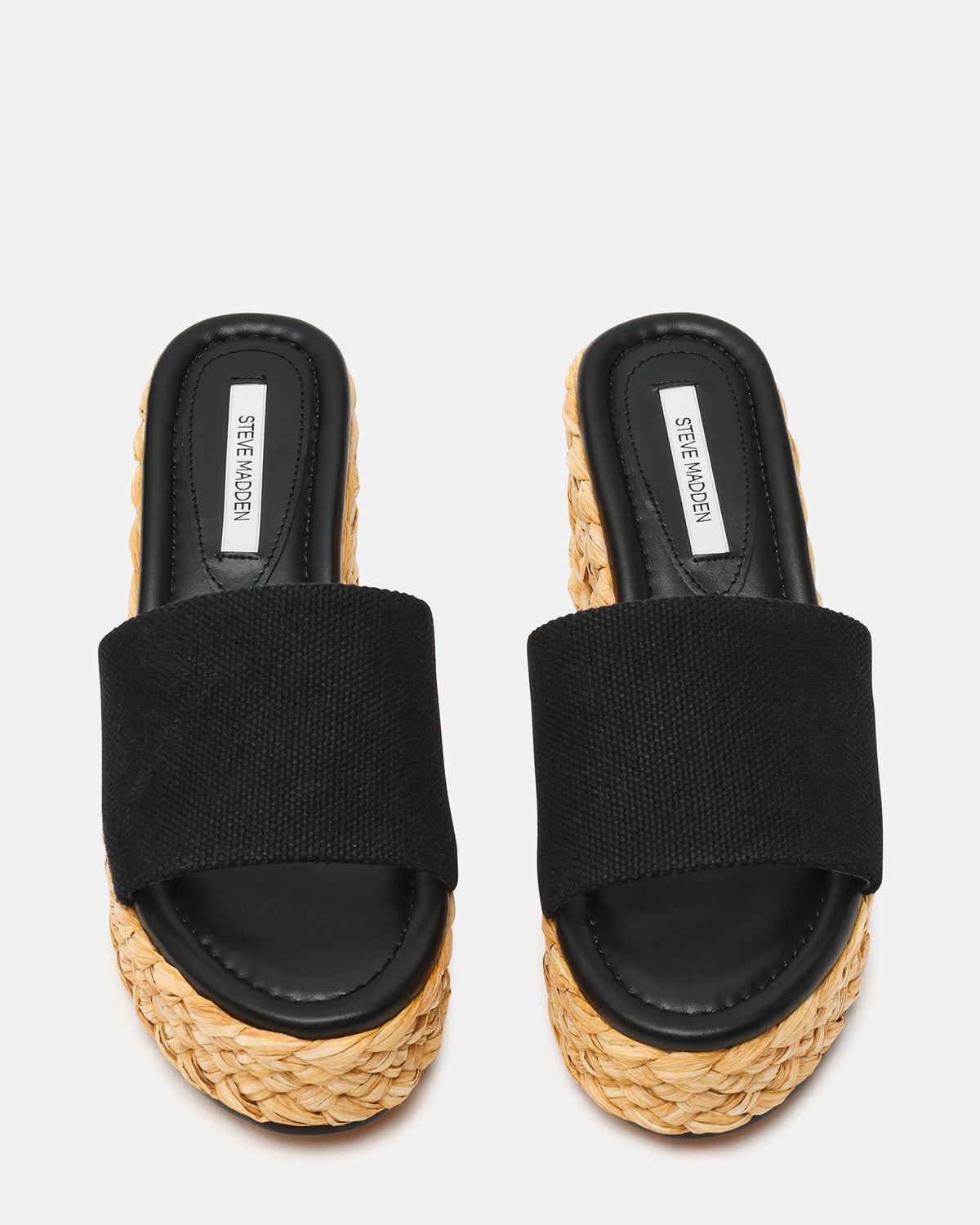 Steve Madden DOCK Raffia Black Platform Mule Women's Sandal