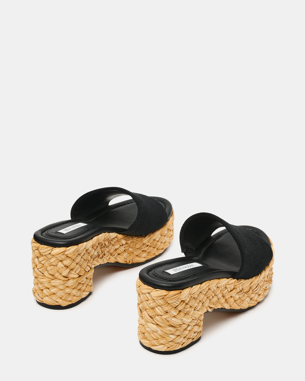 Steve Madden DOCK Raffia Black Platform Mule Women's Sandal